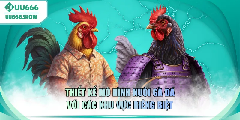 Thiết kế mô hình nuôi gà đá với các khu vực riêng biệt